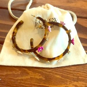 J.Crew Factory gardenia tortoise hoop earrings